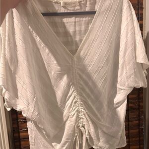 Mustard Seed White Ruched Blouse